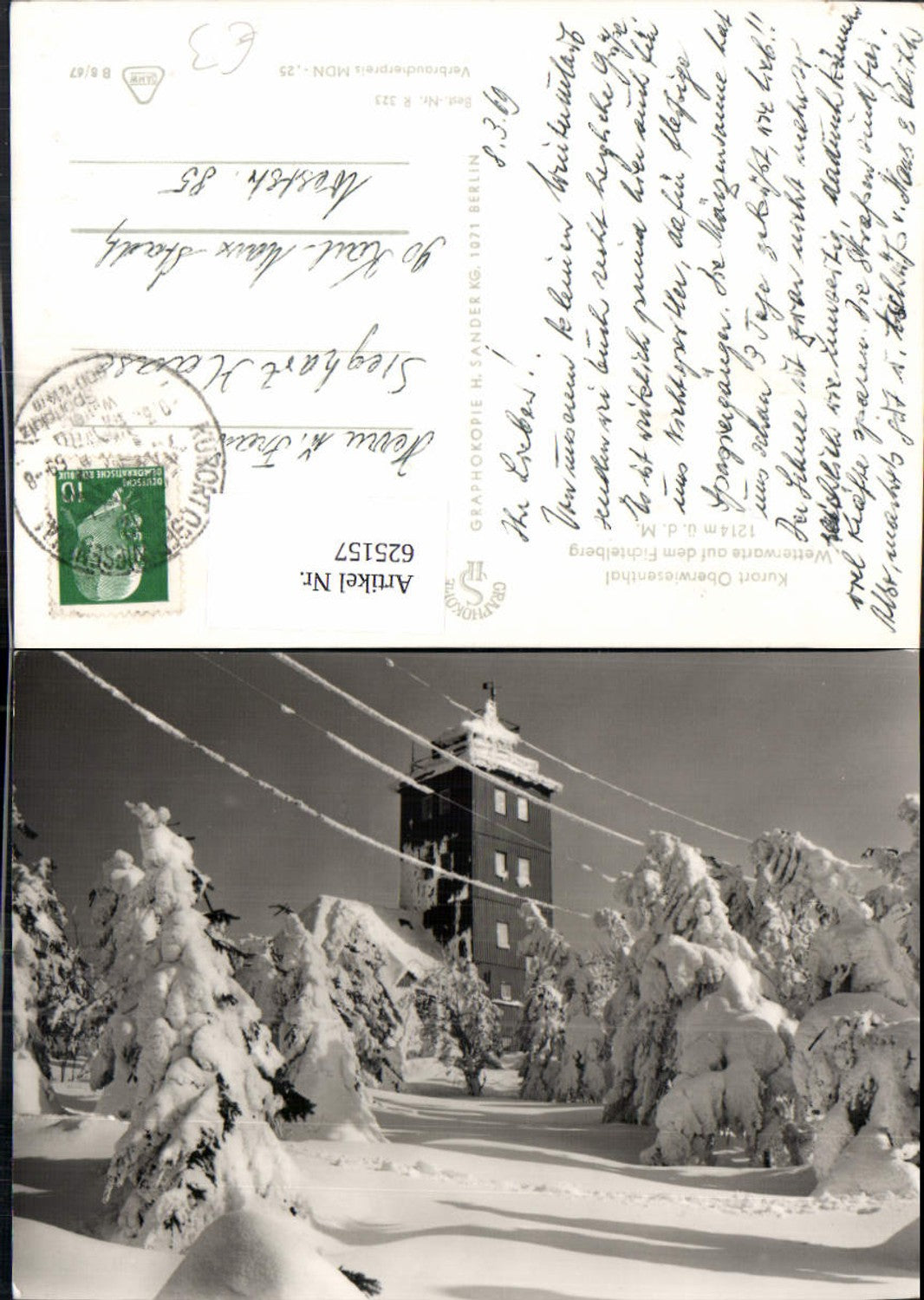 625157,Foto Ak Oberwiesenthal Wetterwarte Fichtelberg i. Winter