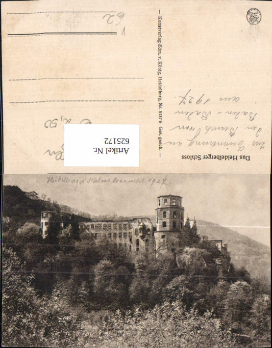625172,Heidelberg Schloss 1927 pub Edm. v. König 3137b