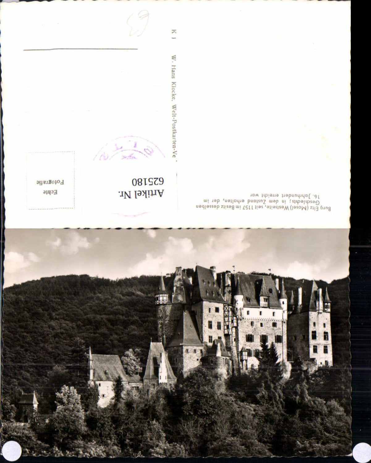 625180,Foto Ak Wierschem Burg Eltz Mosel Westseite
