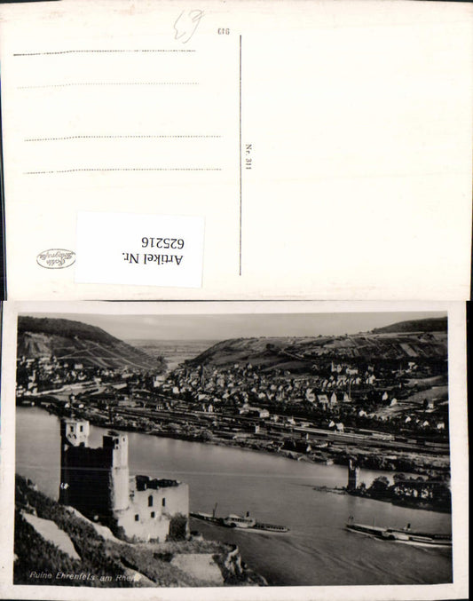 625216,Foto Ak Ruine Ehrenfels a. Rhein Schiffe Dampfer