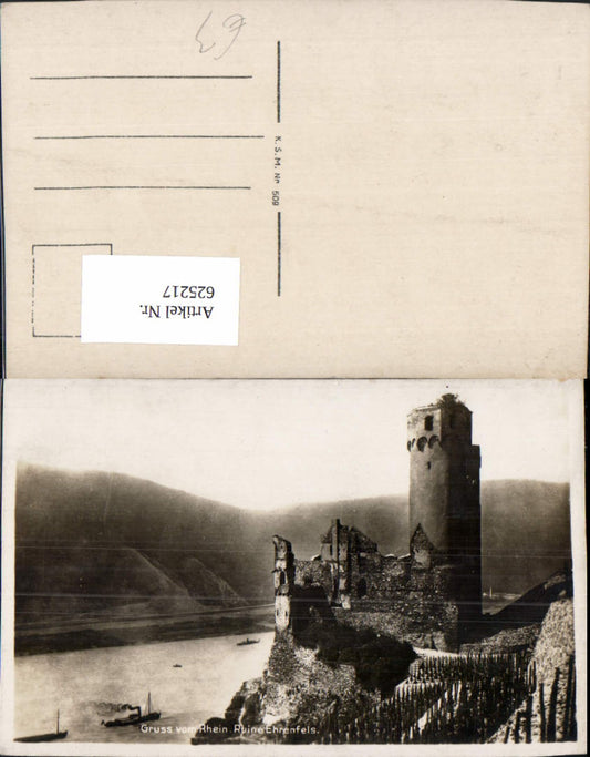 625217,Gruss v. Rhein Ruine Ehrenfels Schiffe Dampfer
