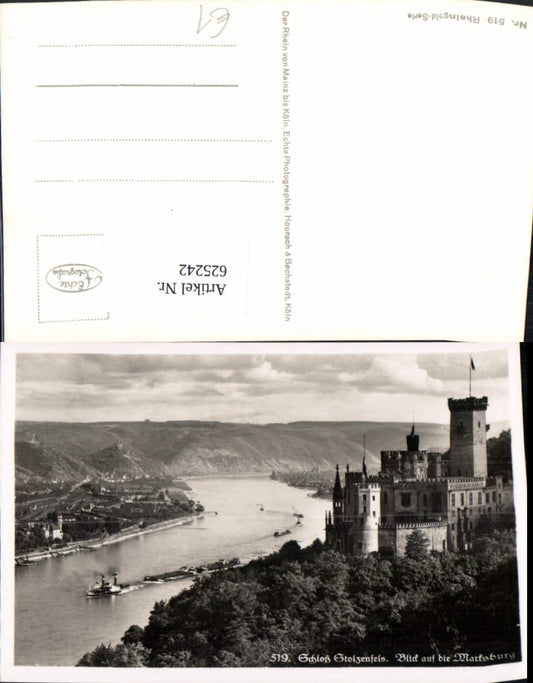 625242,Foto Ak Schloss Stolzenfels Blick auf d. Marksburg