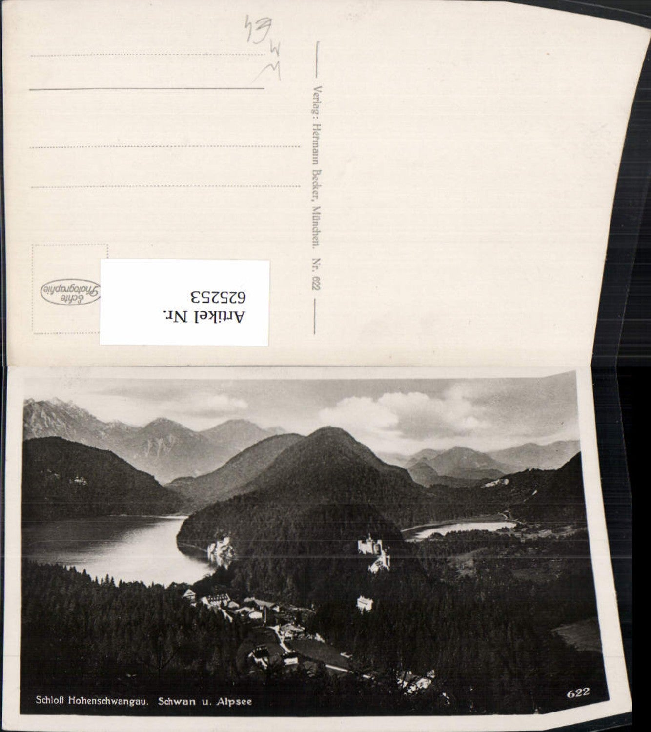625253,Foto Ak Schloss Hohenschwangau Schwan u. Alpsee Schwangau