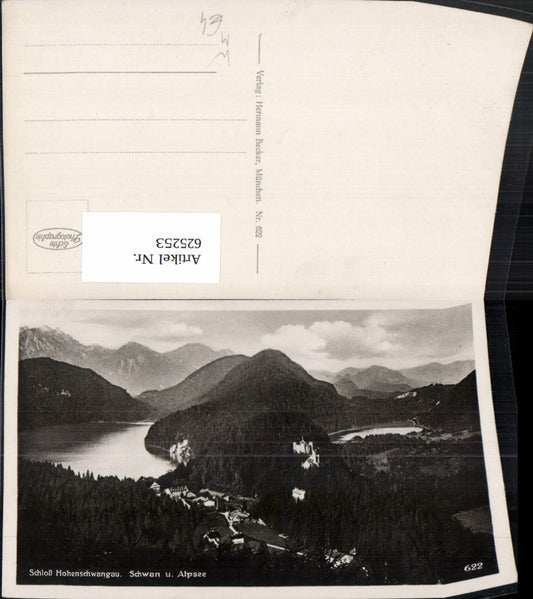 625253,Foto Ak Schloss Hohenschwangau Schwan u. Alpsee Schwangau