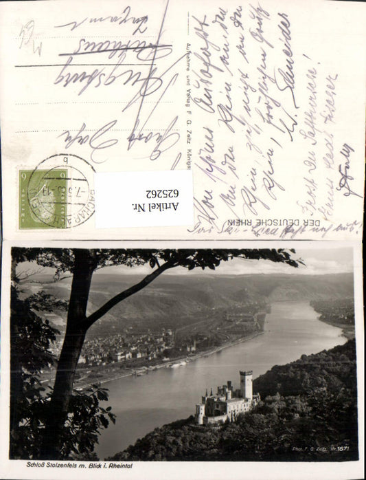 625262,Foto Ak Schloss Stolzenfels m. Blick ins Rheintal