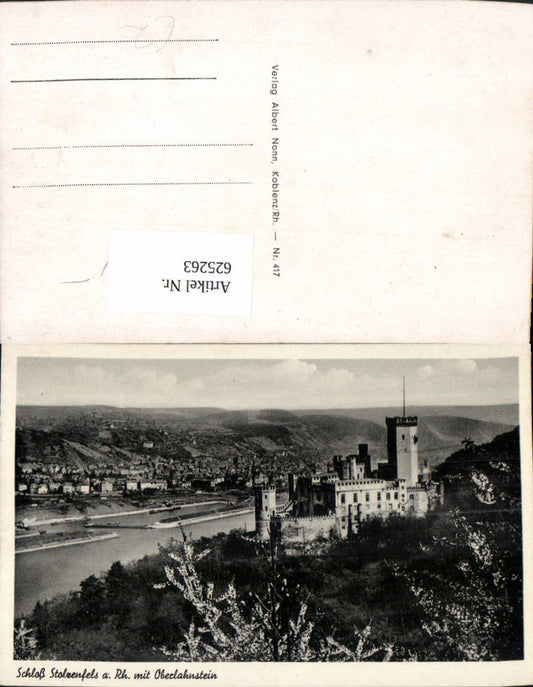 625263,Schloss Stolzenfels a. Rhein m. Oberlahnstein