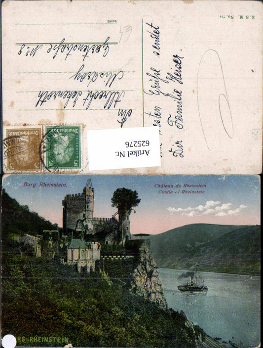 625276,Burg Rheinstein Chateau du Rheinstein Schiff Dampfer
