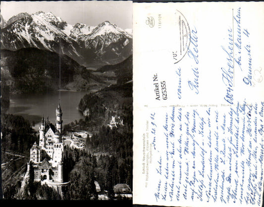 625355,Foto Ak Schwangau Schloss Neuschwanstein m. Hohenschwangau Alpsee