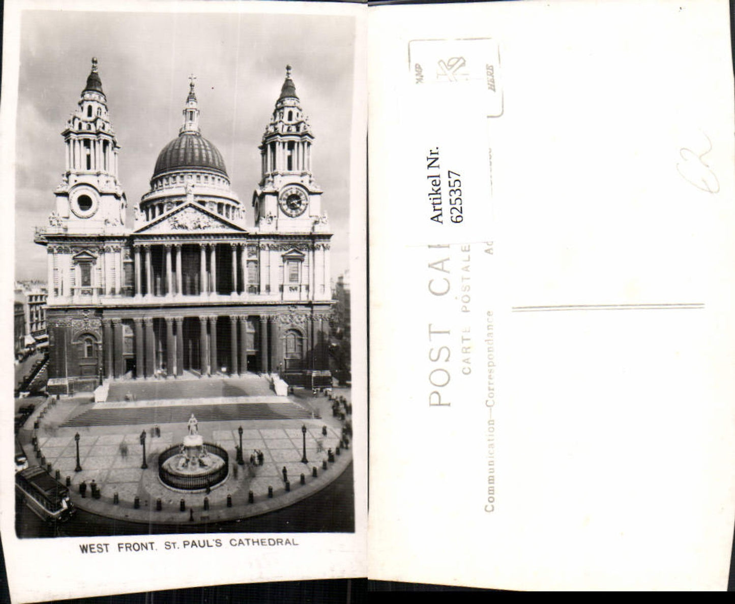625357,Foto Ak London St Pauls Cathedral West Front Bus