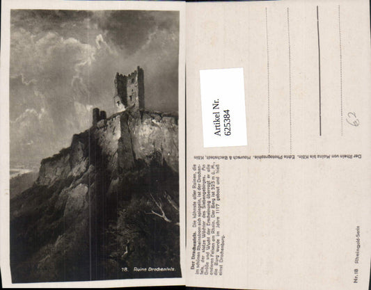 625384,Künstler Ak Der Drachenfels Burg Ruine Königswinter