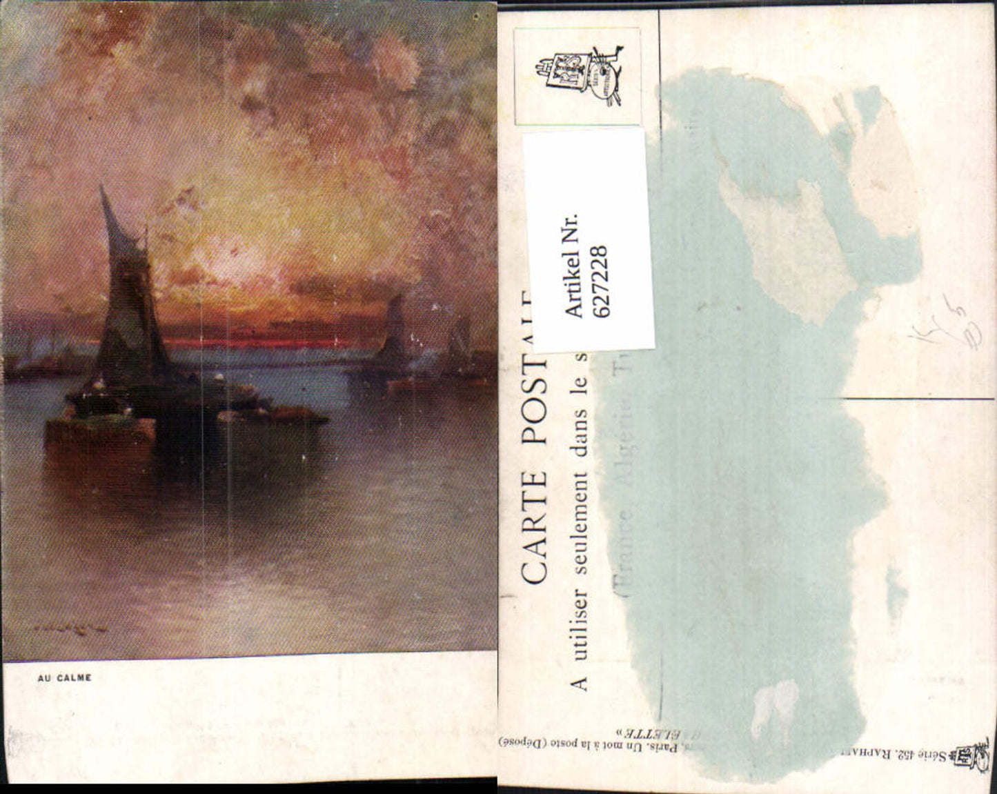 627228,Künstler Ak Au Calme Segelboot Sonnenuntergang pub Raphael Tuck Sons 452