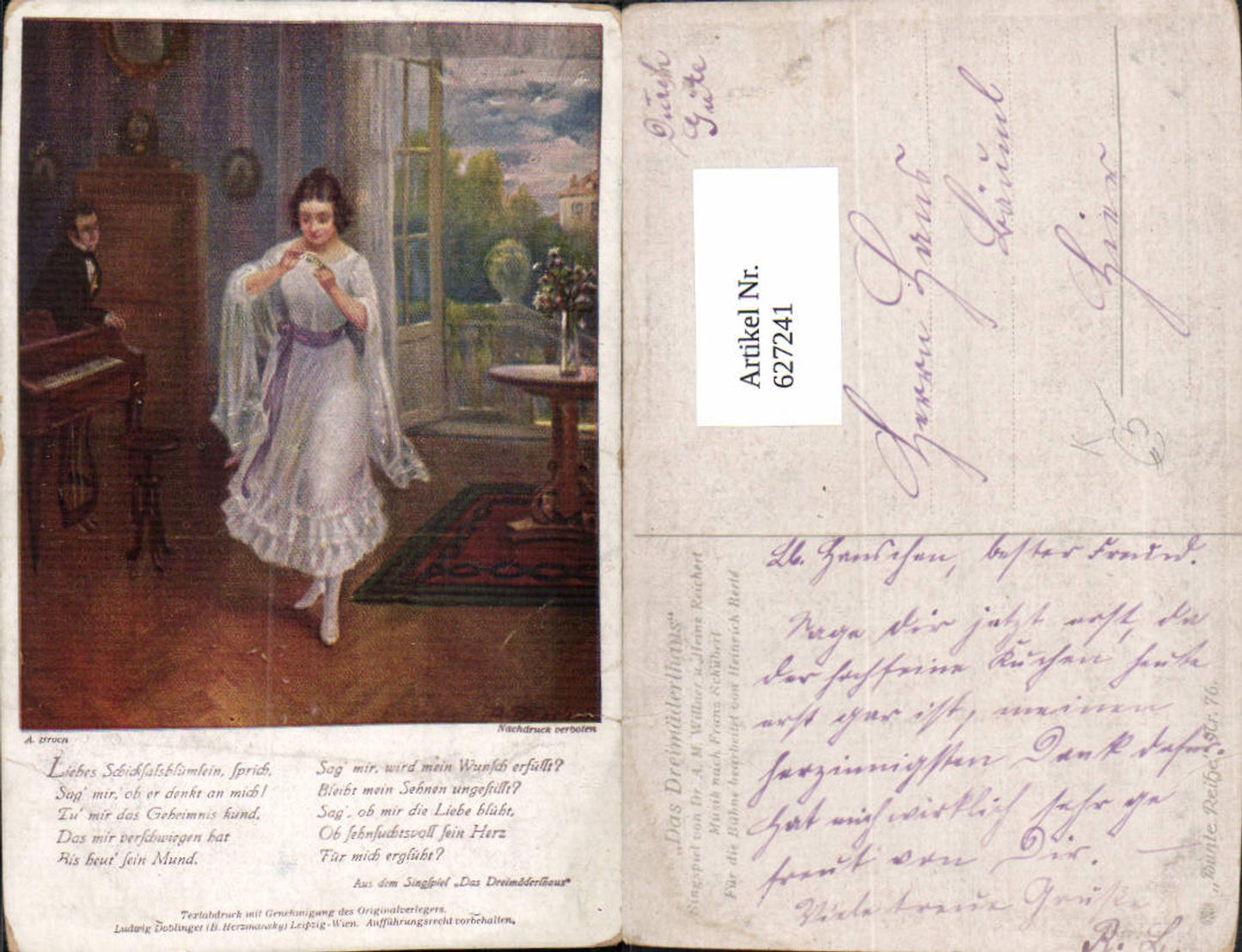627241,Künstler Ak A. Broch Dreimäderlhaus Franz Schubert