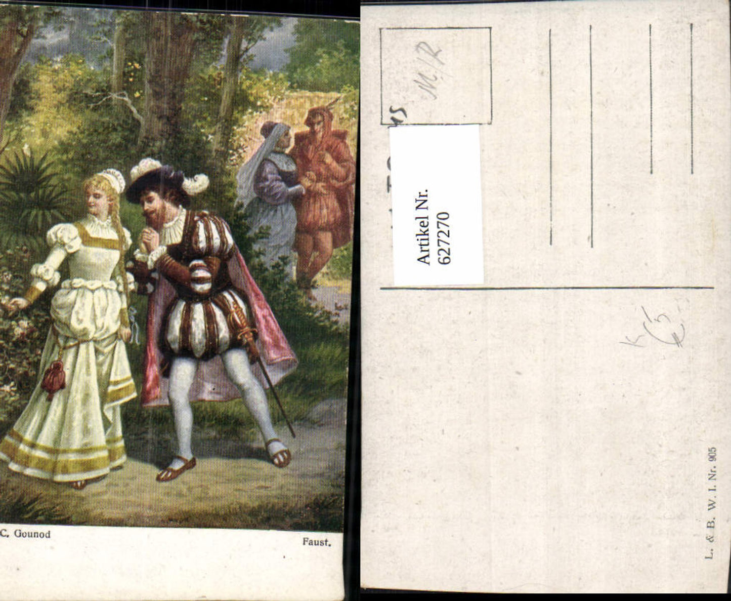627270,Künstler Ak F. C. Gounod Faust Paar Liebe