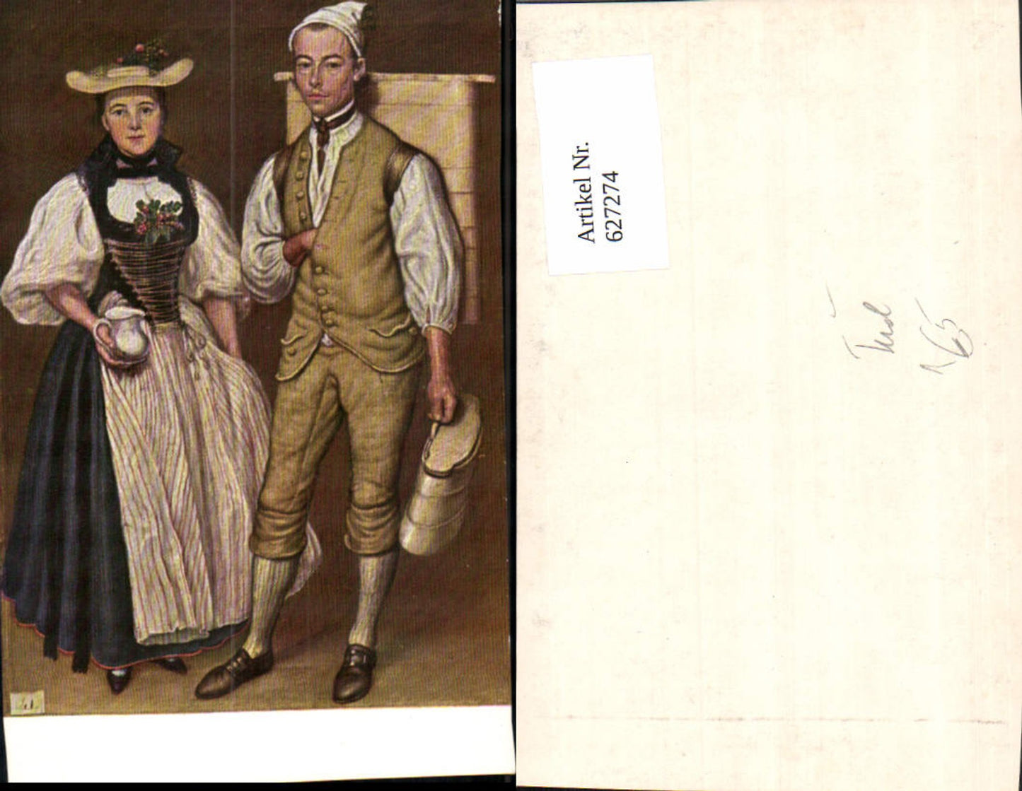 627274,Künstler Ak Paar Tracht Tirol