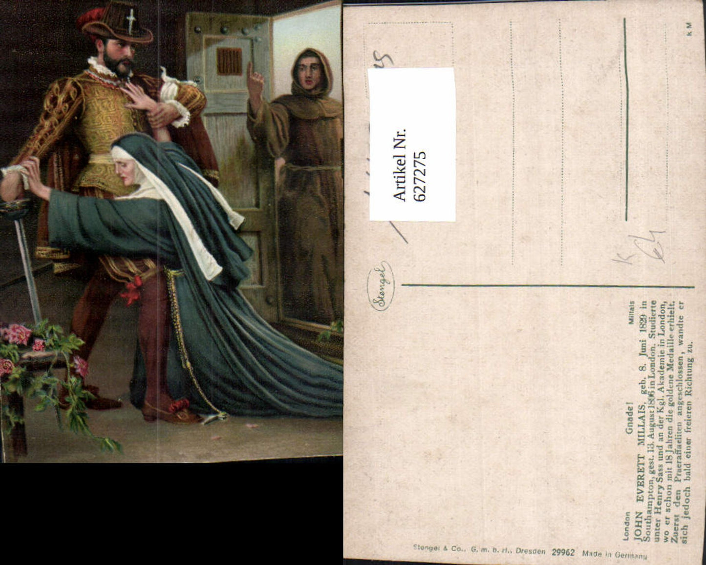 627275,Künstler Ak John Everett Millais Gnade Nonne Mönch Soldat pub Stengel Co 29962