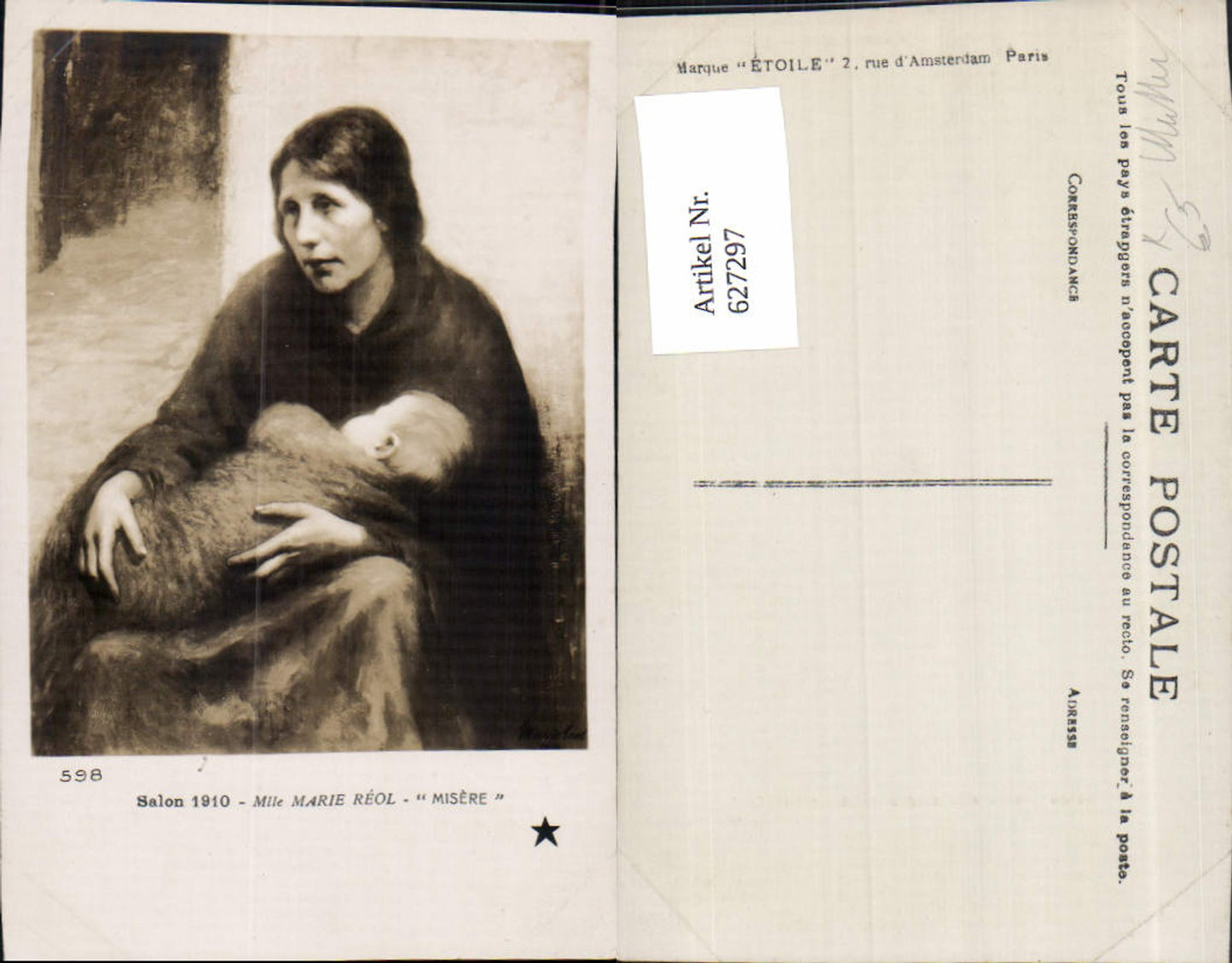 627297,Künstler Ak Marie Reol Misere Frau m. Kind Mutter