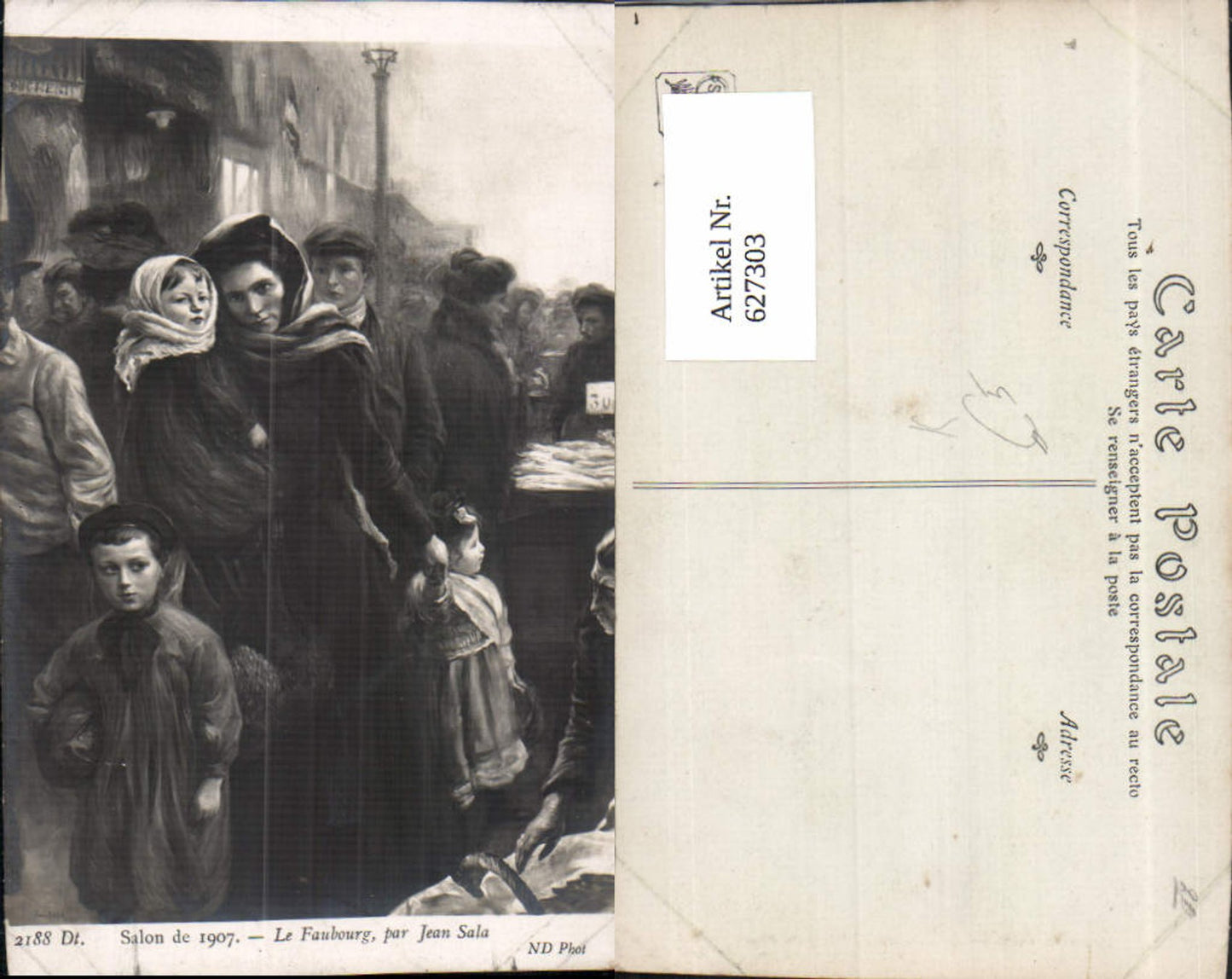 627303,Künstler Ak Jean Sala Le Faubourg Frau m. Kinder Fischmarkt Markt