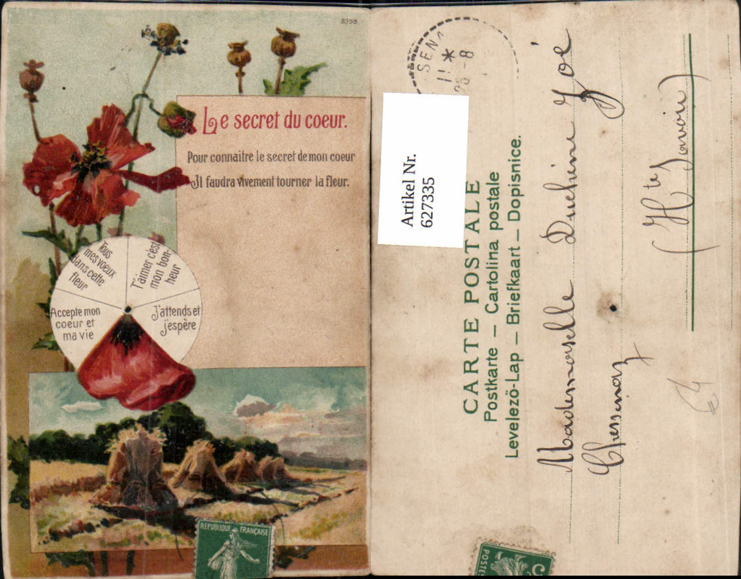 627335,Künstler Ak Le Secret du coeur Blumen Mohnblume Klatschmohn