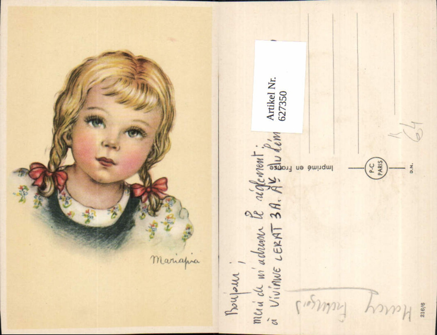627350,Künstler Ak Mariapia Blondes Mädchen Zöpfe Portrait
