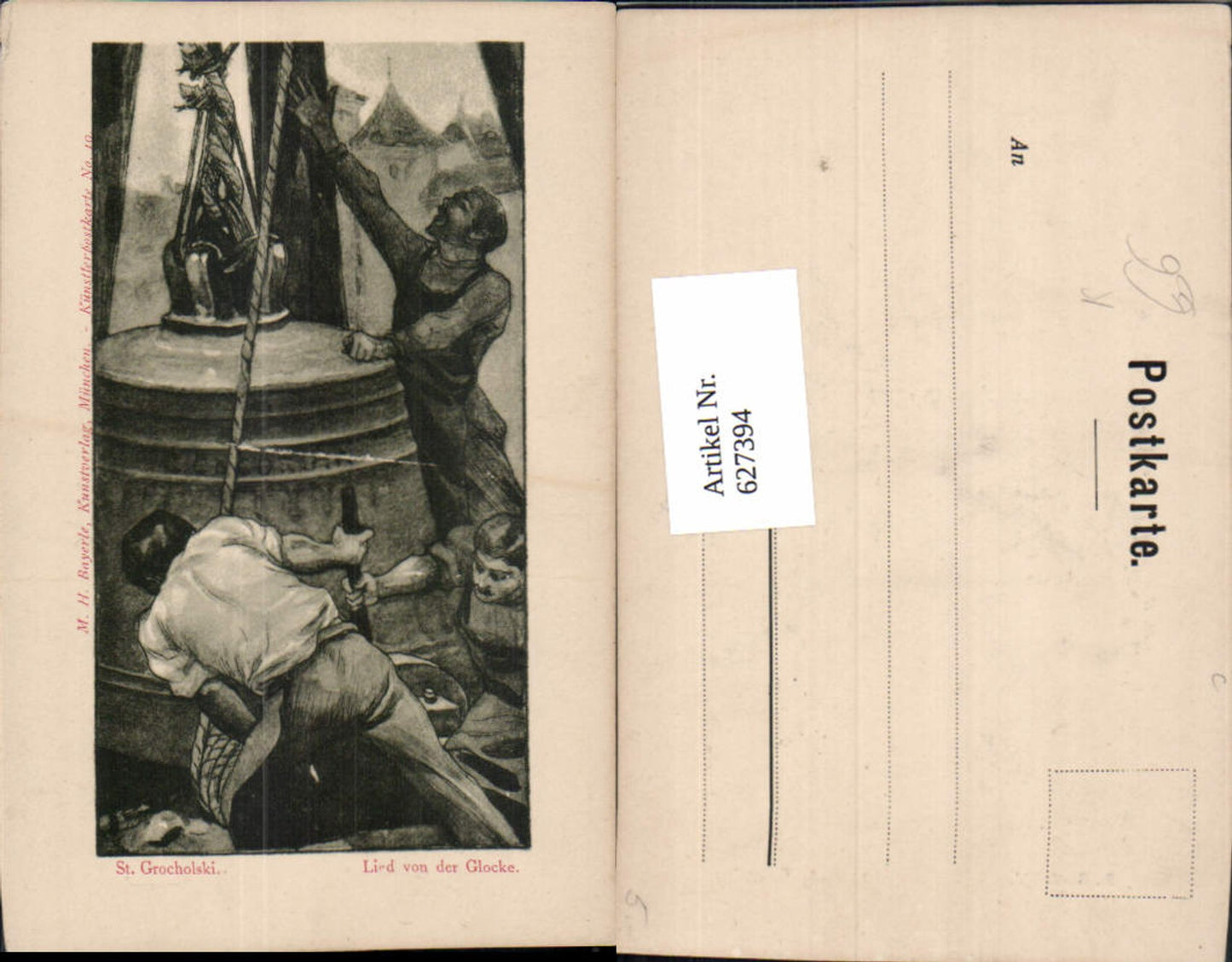 627394,Künstler Ak St. Grocholski Lied v. d. Glocke