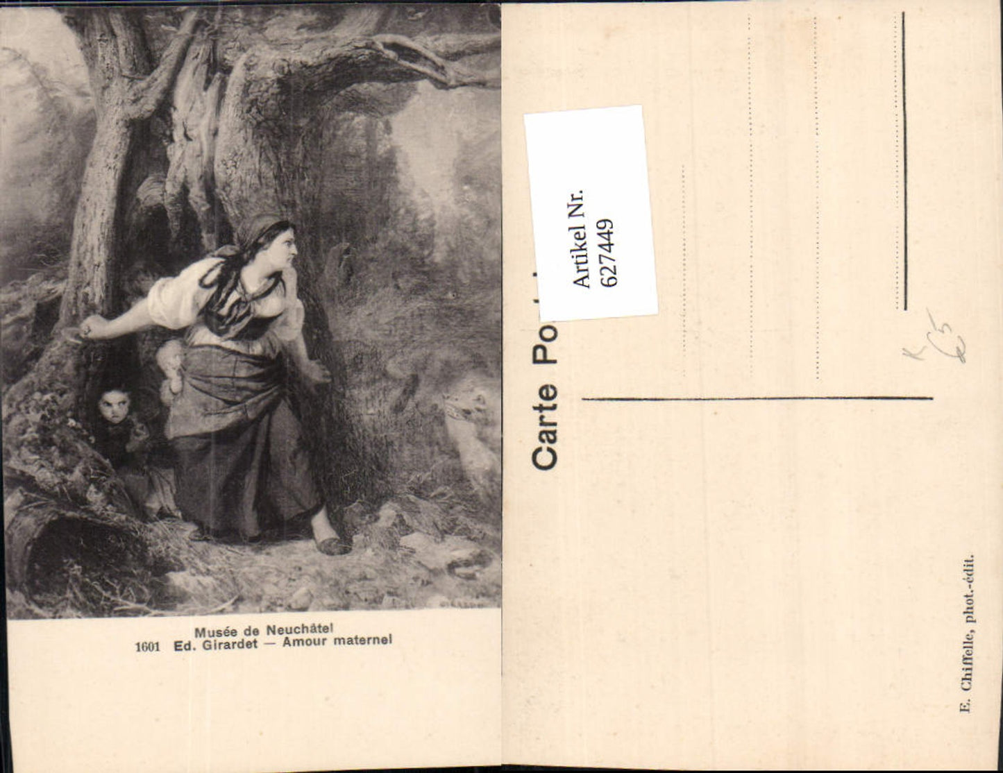 627449,Künstler Ak Ed. Girardet Amour maternel Frau Kinder Versteck Baum Wald