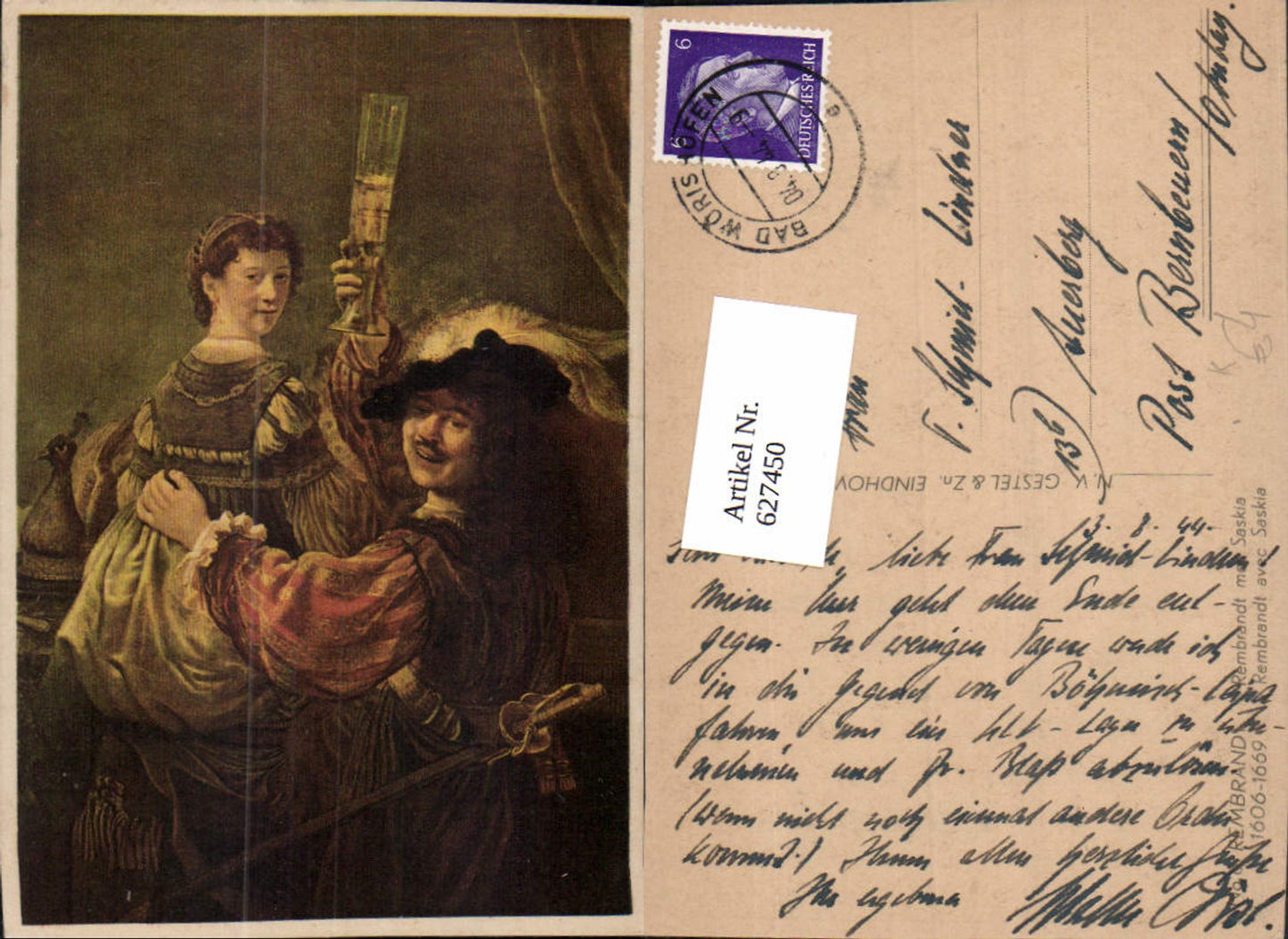 627450,Künstler Ak Rembrandt Rembrandt avec Saskia Wein Paar