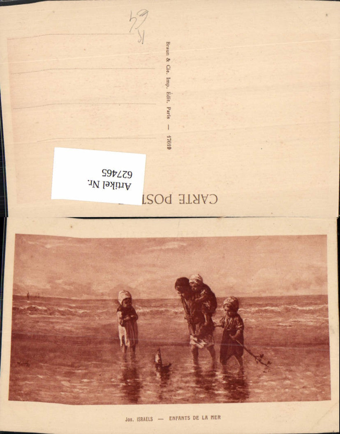 627465,Künstler Ak Jos. Israels Enfants de la Mer Kinder Strand Spielzeugboot