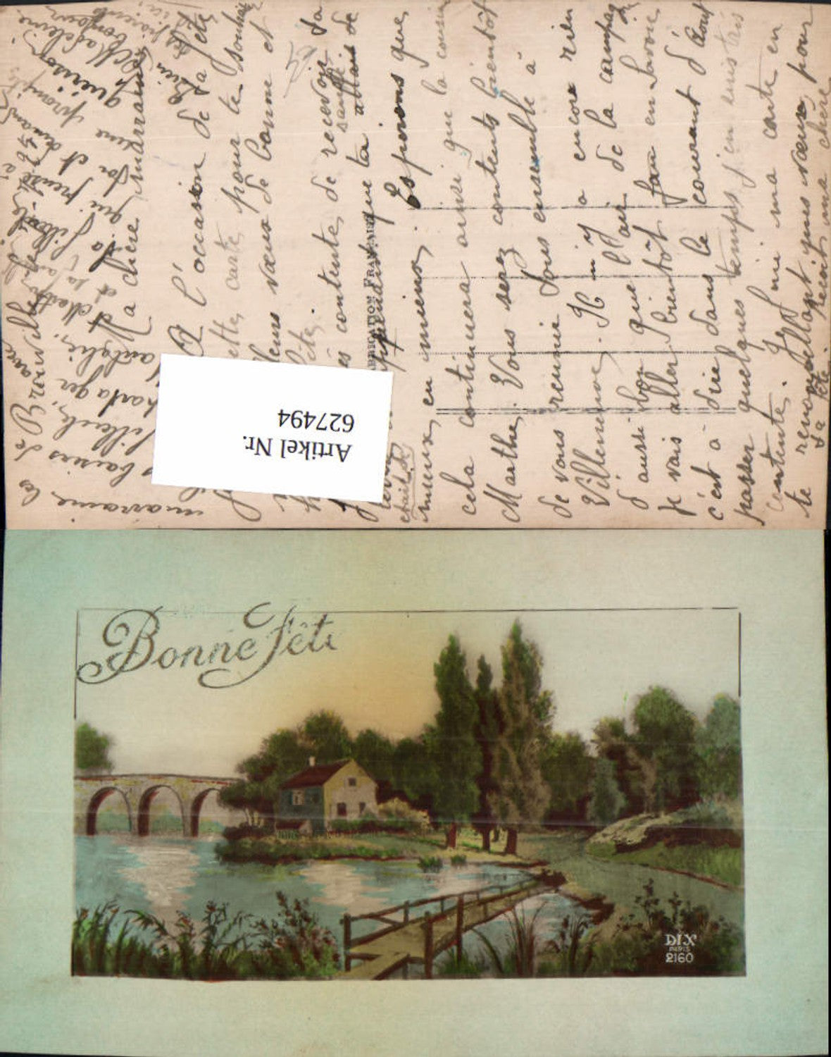 627494,Künstler Ak Haus Viadukt Landschaft Bonne Fete pub DIX Paris 2160