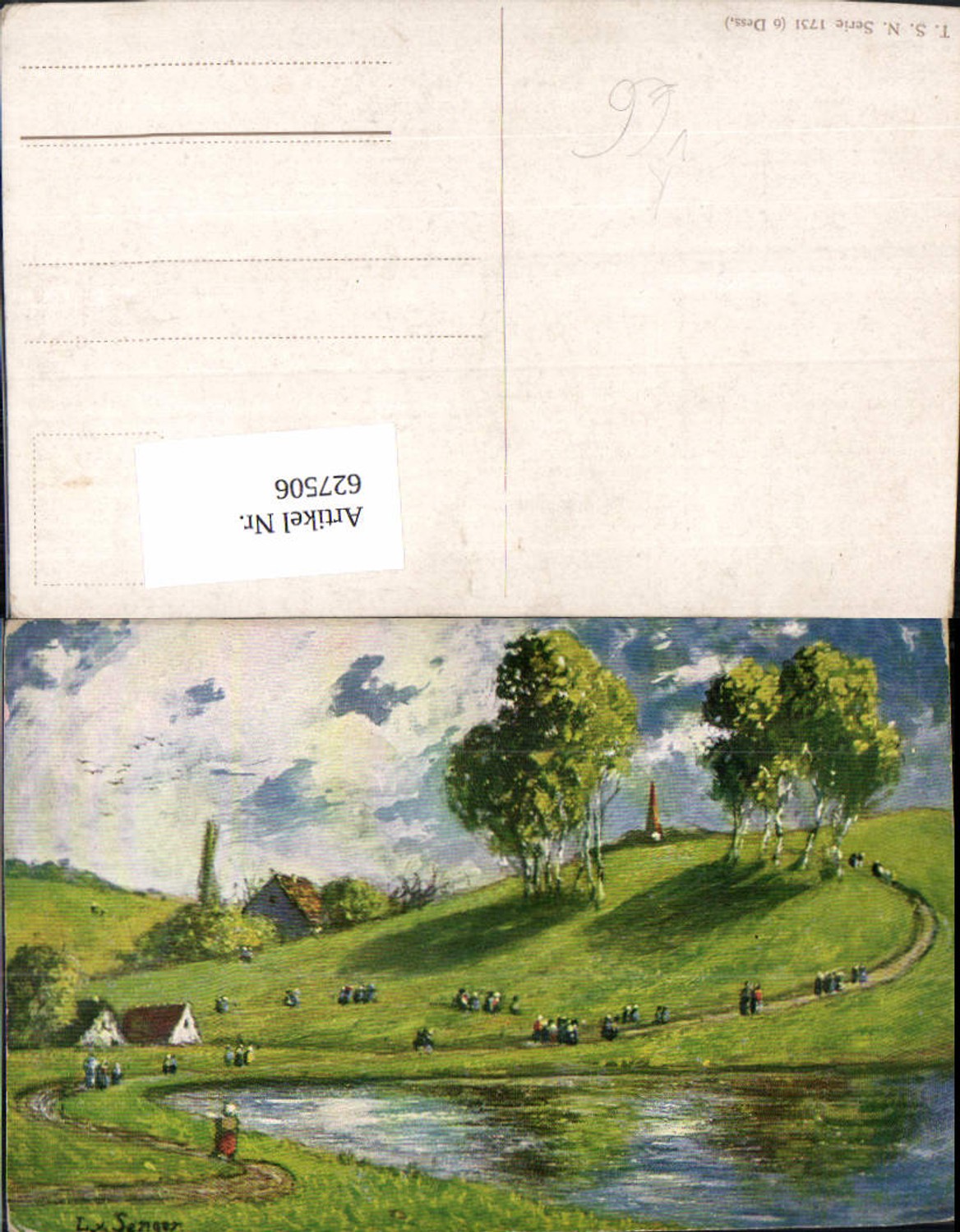 627506,Künstler Ak L. v. Senger Haus Landschaft pub Theo Stroefer 1731