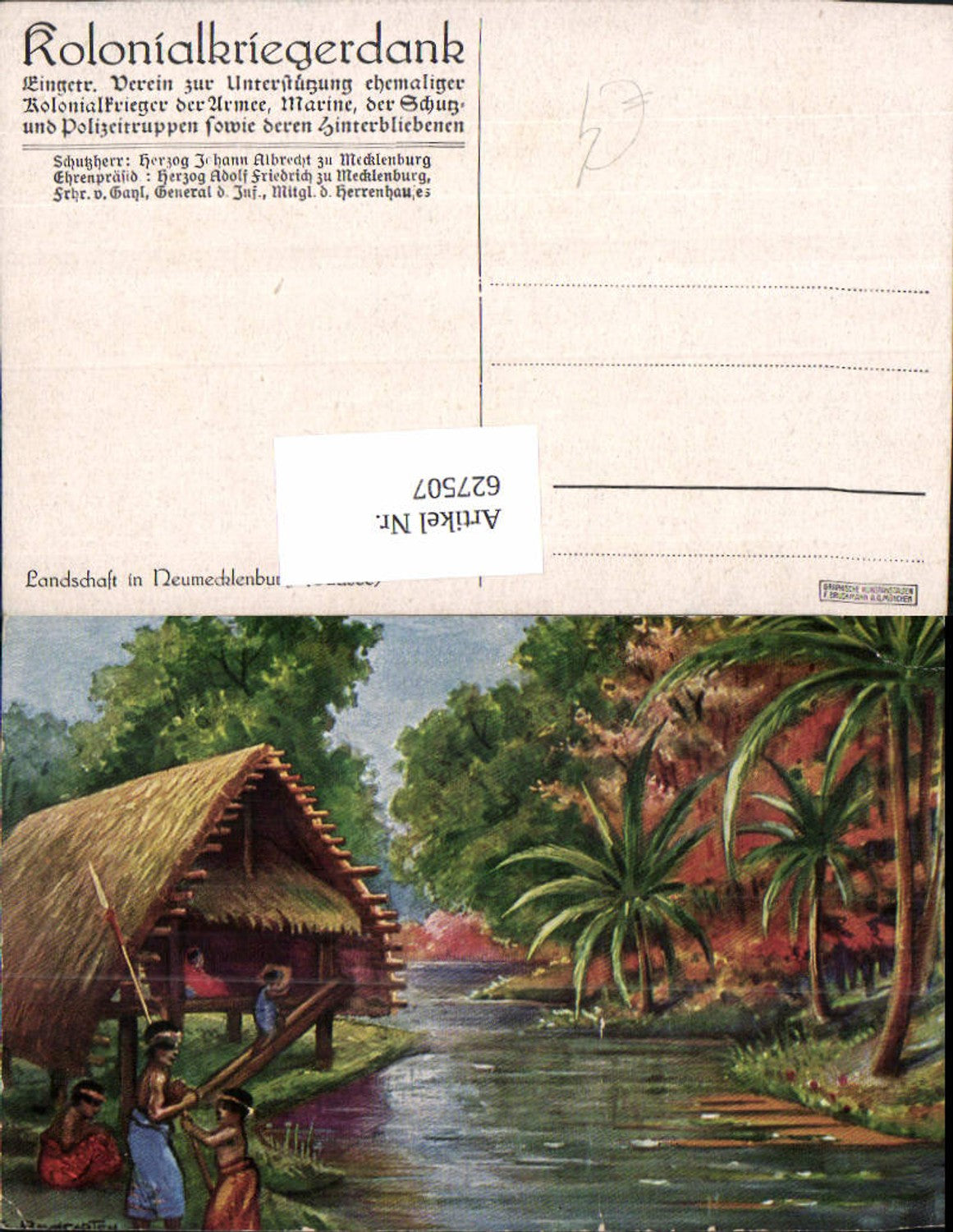627507,Künstler Ak Baumgarten Landschaft i. Neumecklenburg Südsee Kolonialkriegerdank