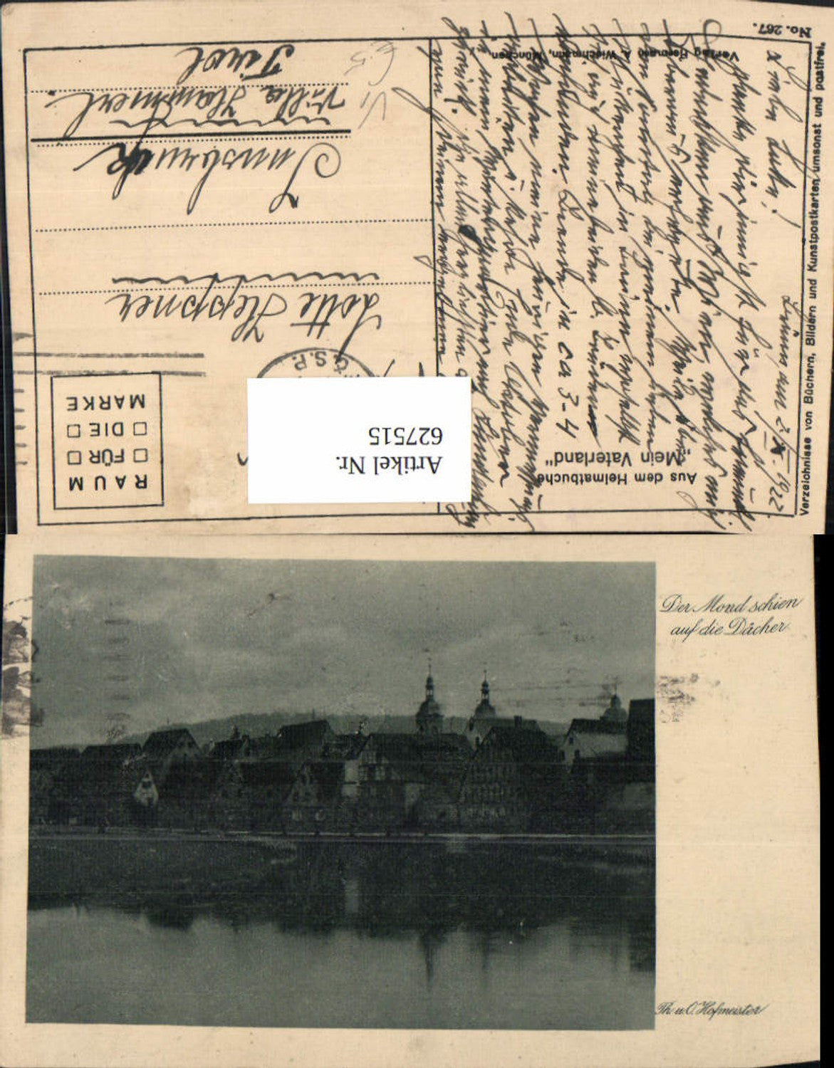 627515,Künstler Ak Th. u. O. Hofmeister Der Mond schien auf d. Dächer pub Wiechmann 267