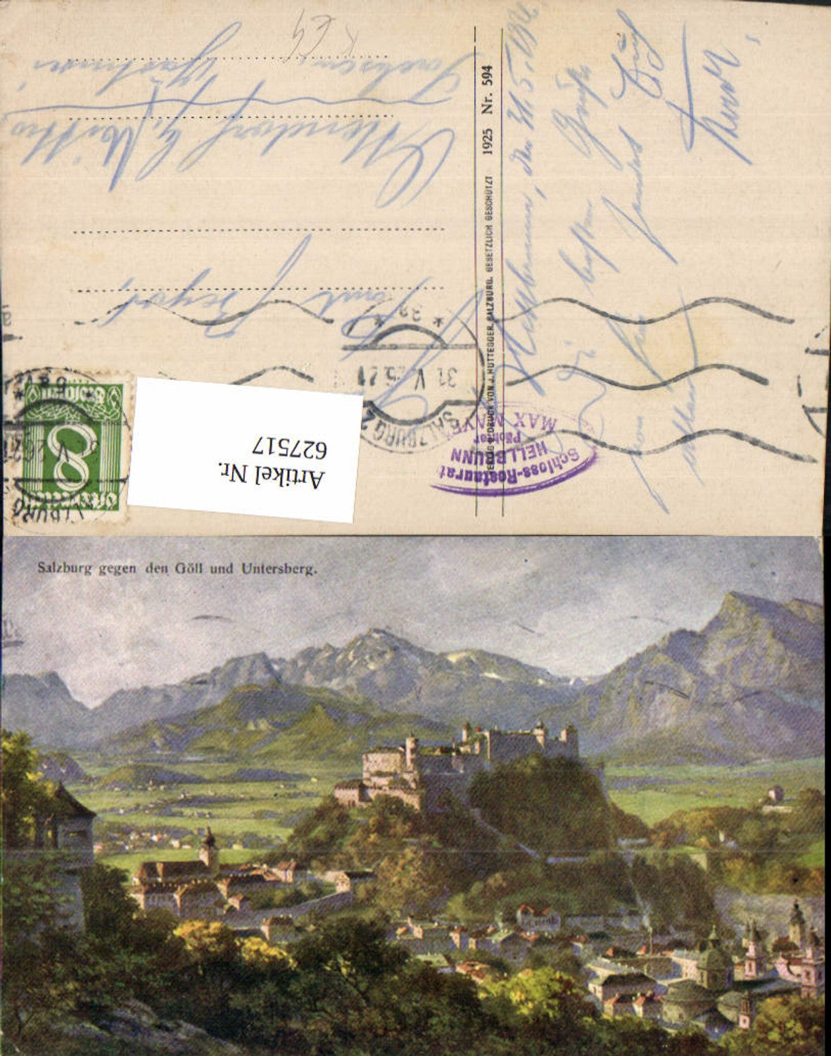 627517,Künstler Ak Salzburg geg. d. Göll u. Untersberg