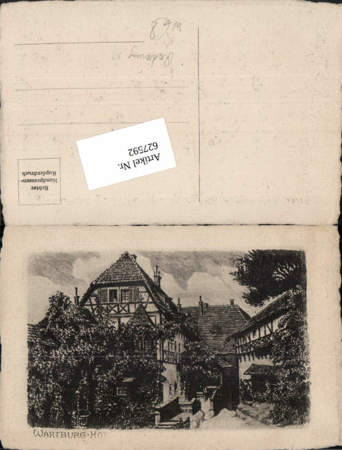 627592,Künstler Ak Radierung Wartburg Eisenach Ansicht Burghof Hof