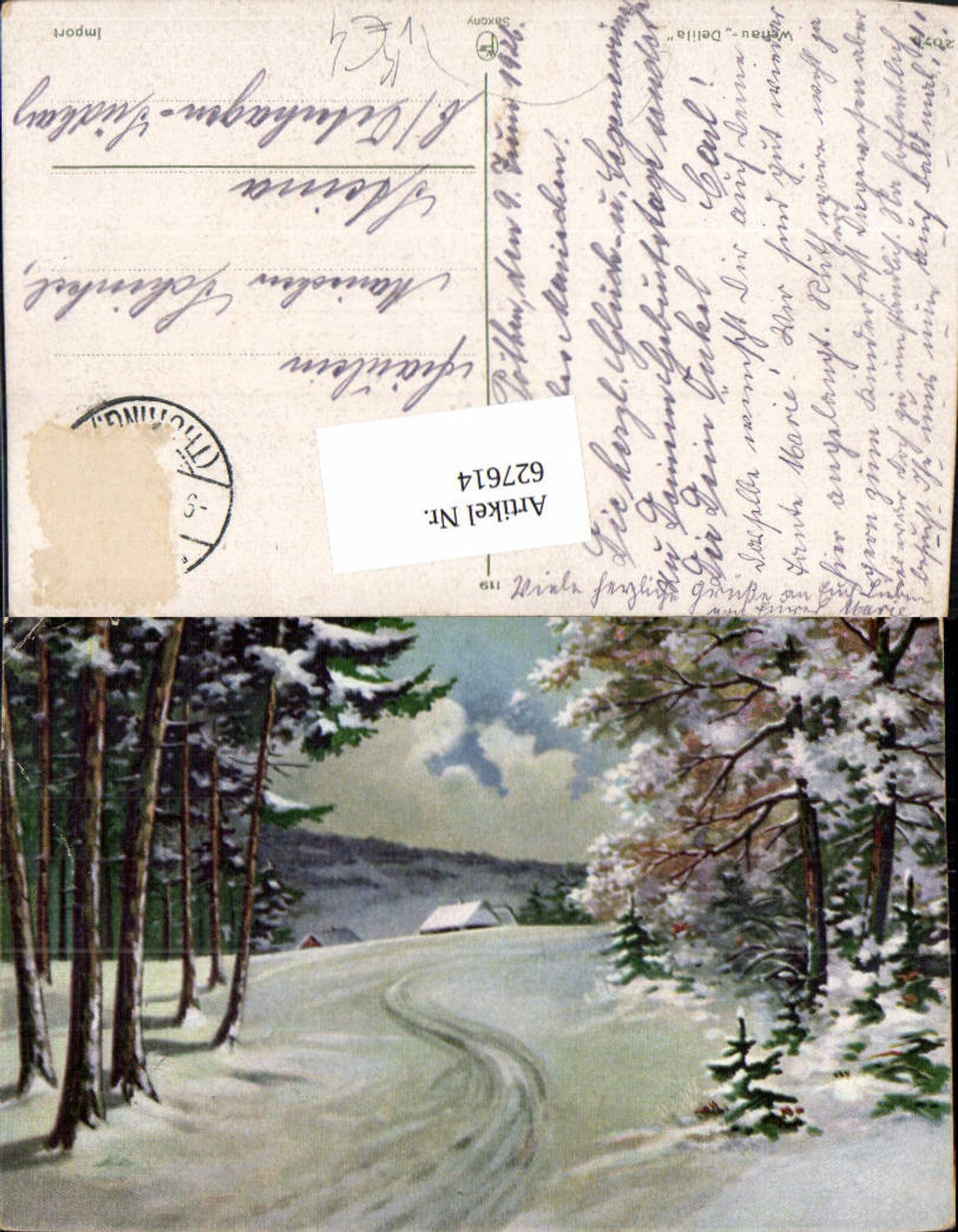 627614,Künstler Ak Winterlandschaft Haus Wald pub Wenau-Delila 2079