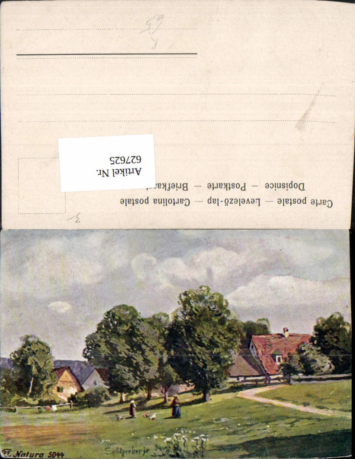 627625,Künstler Ak Splitgerber Frauen m. Hühner Dorf Landschaft