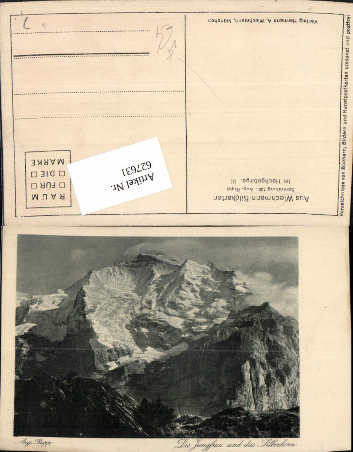 627631,Künstler Ak Aug. Rupp Jungfrau u. d. Silberhorn pub Wiechmann 139