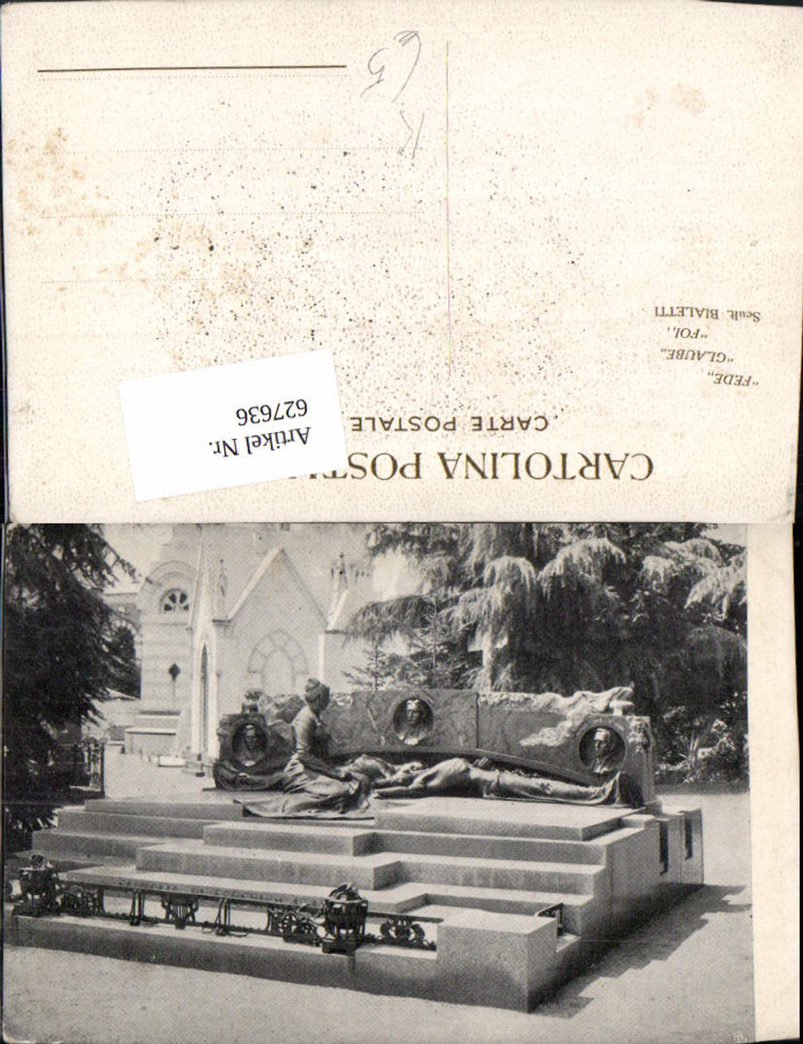 627636,Künstler Ak Bialetti Fede Glaube Foi Denkmal Monument