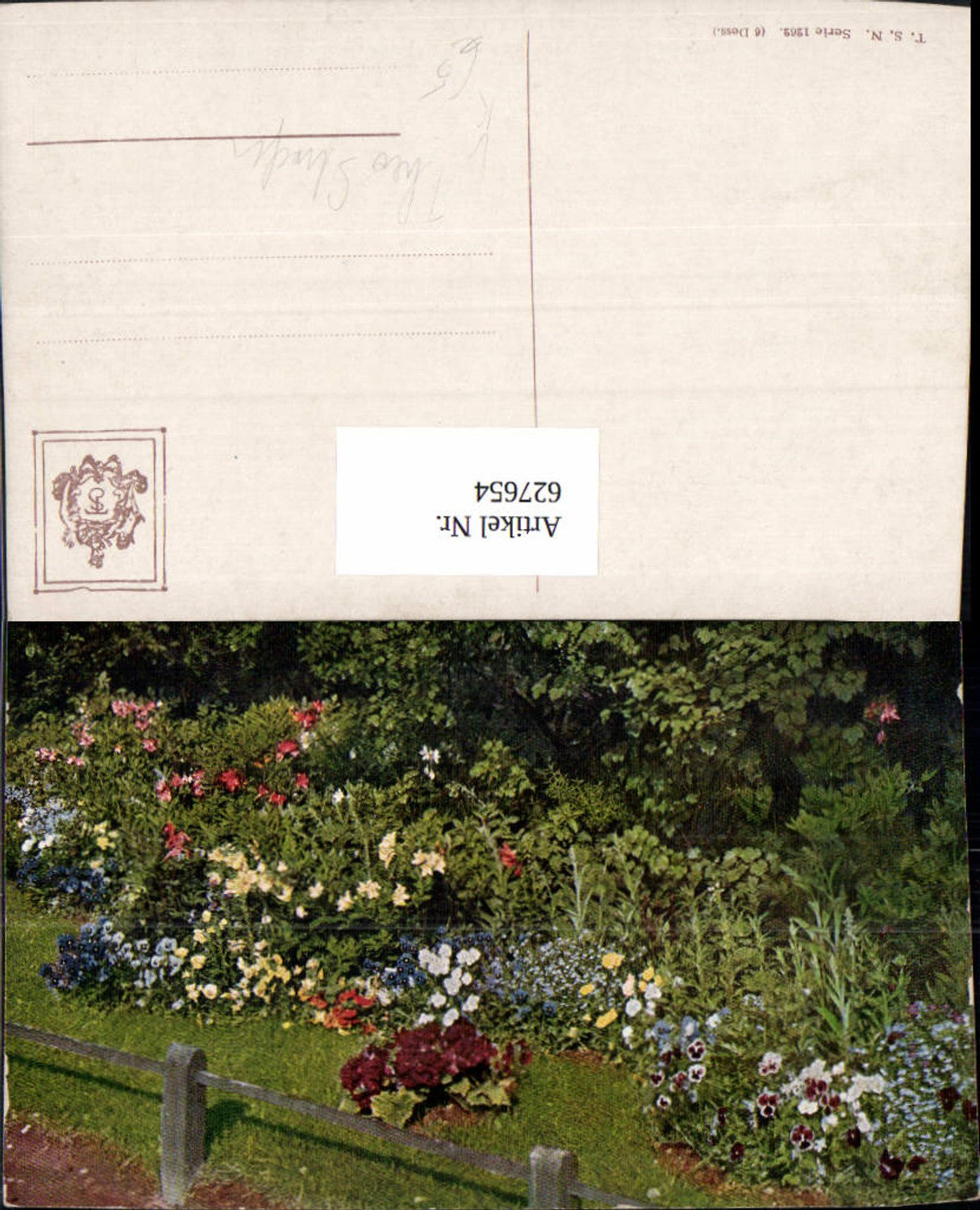 627654,Künstler Ak Blumenbeet Blumen Stiefmütterchen Veilchen pub Theo Stroefer 1262