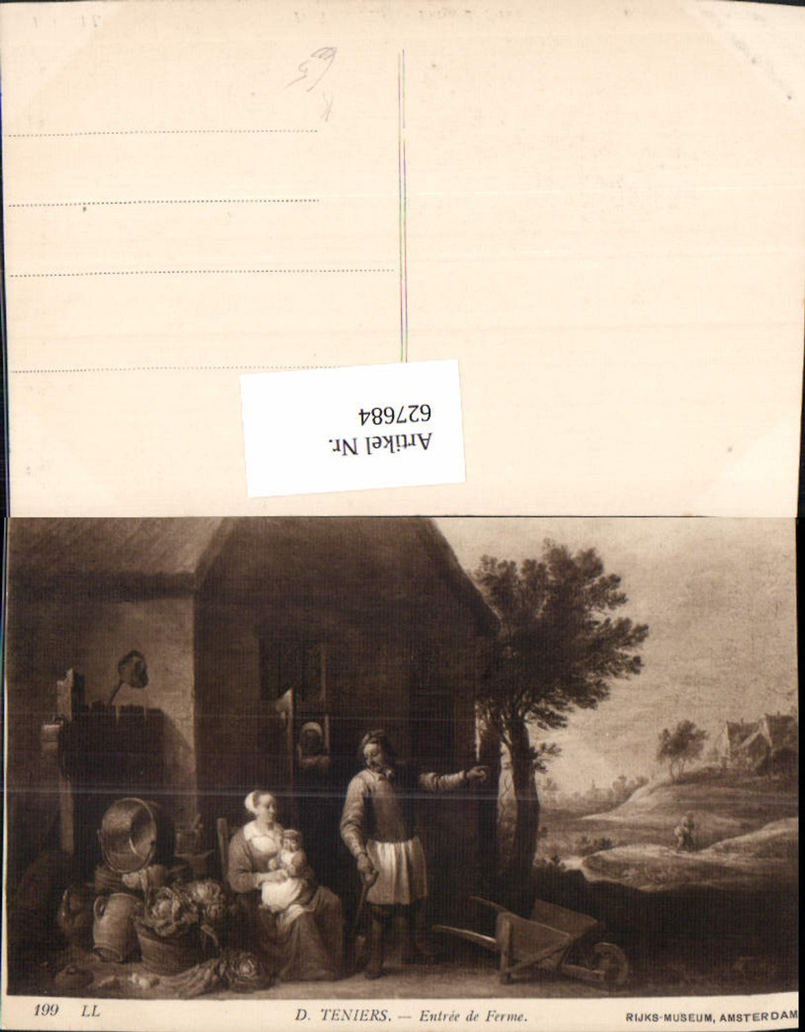 627684,Künstler Ak D. Teniers Entree de Ferme Familie v. Bauernhaus Landschaft
