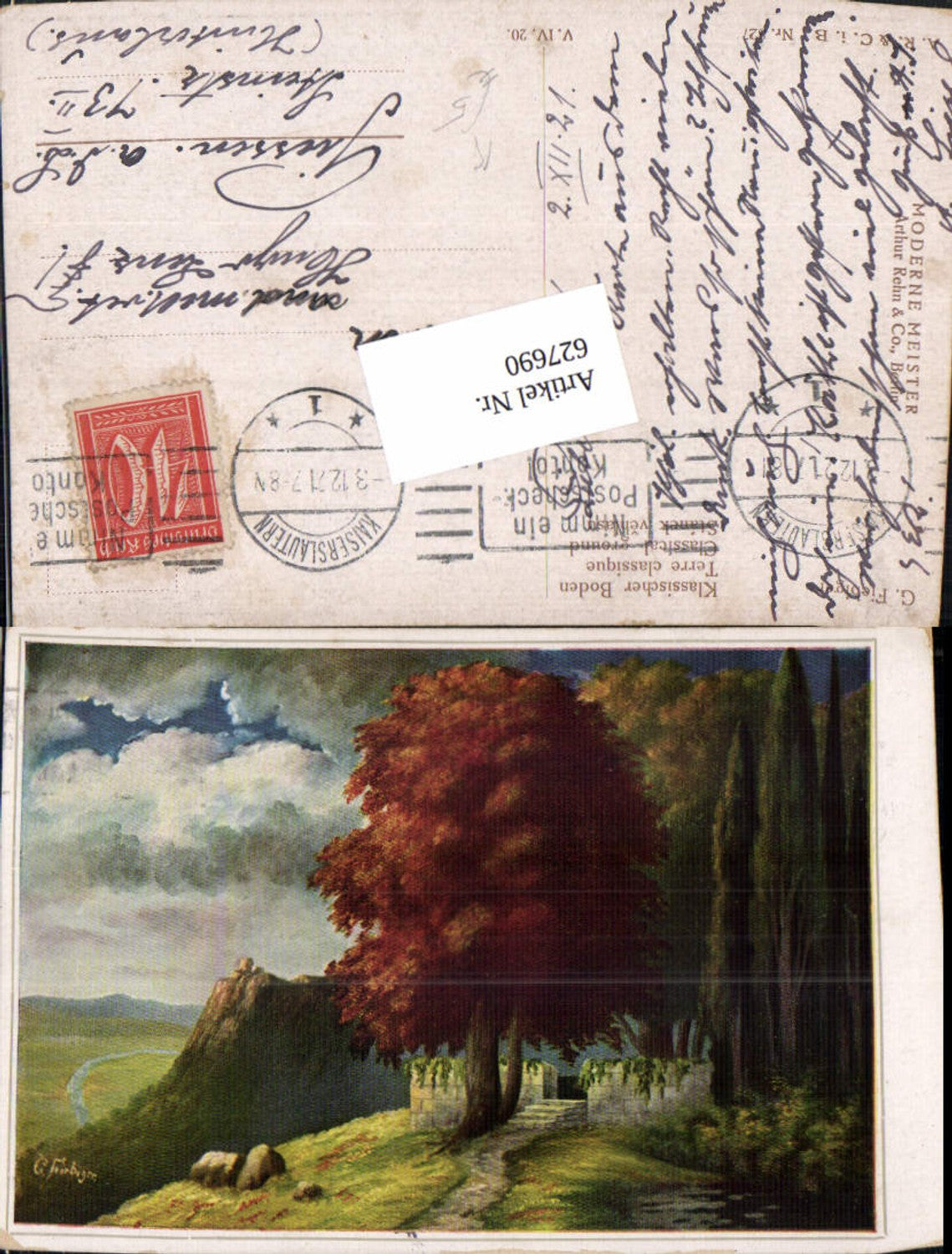 627690,Künstler Ak G. Fiebiger Klassischer Boden Baum Landschaft