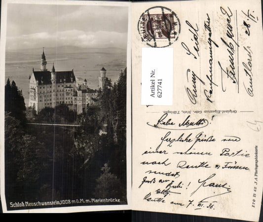627741,Foto Ak Schloss Neuschwanstein Marienbrücke Schwangau