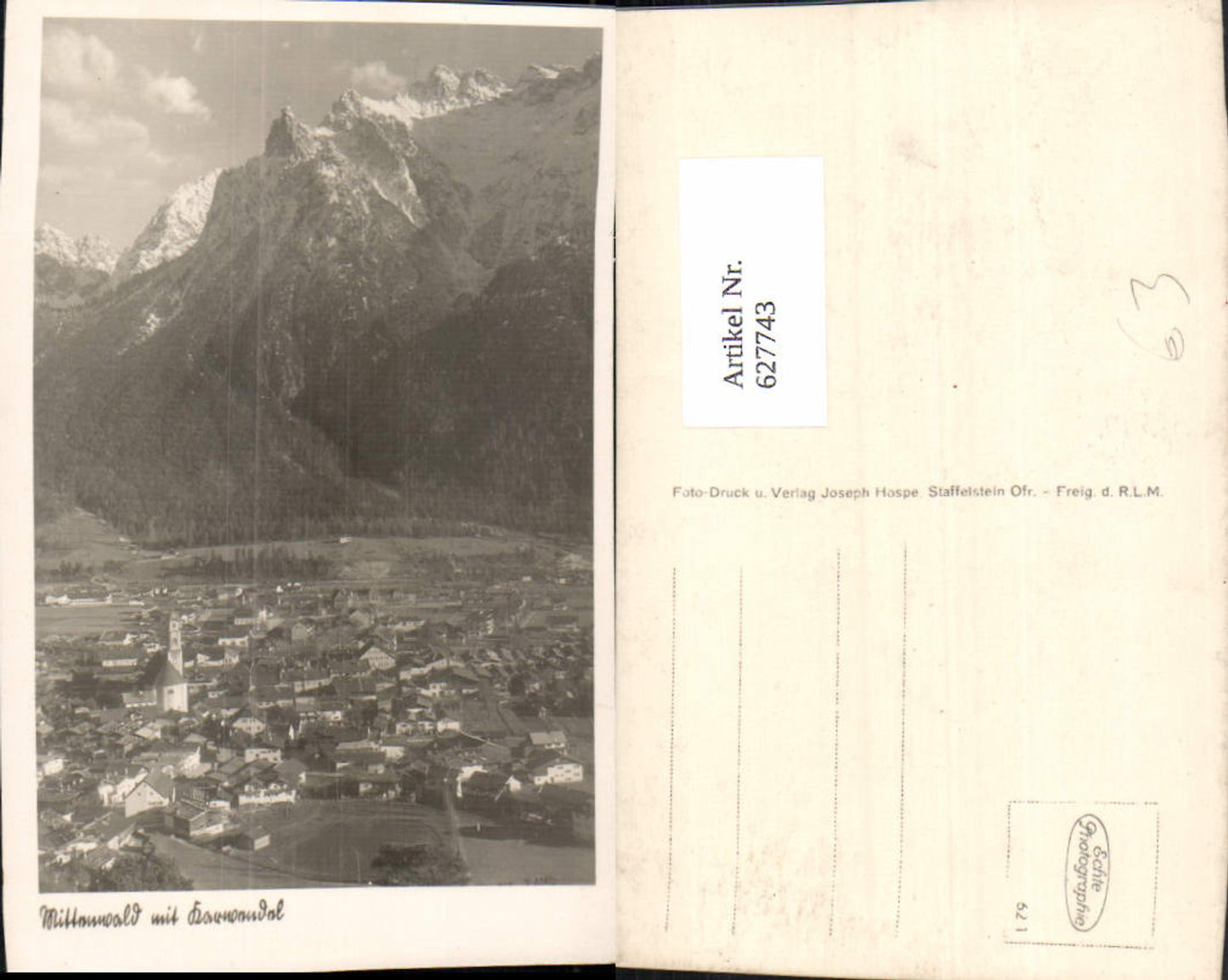 627743,Foto Ak Mittenwald m. Karwendel