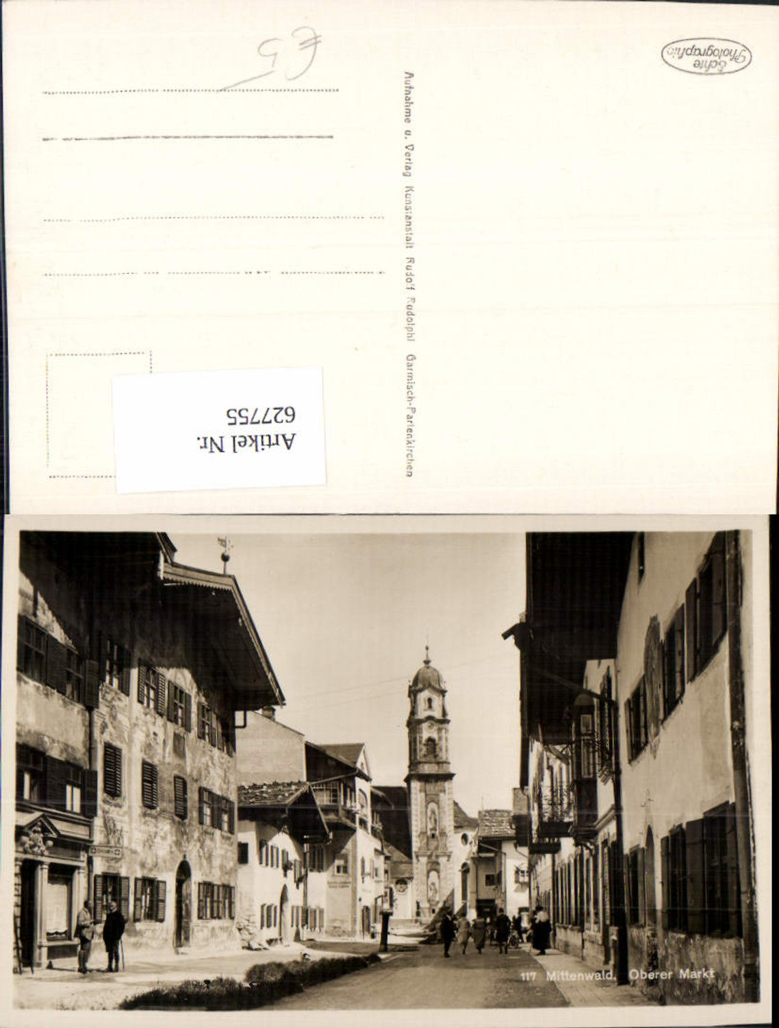 627755, Photo Ak Mittenwald Upper Market Village Scene