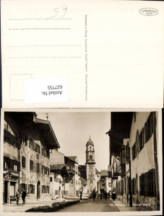 627755, Photo Ak Mittenwald Upper Market Village Scene