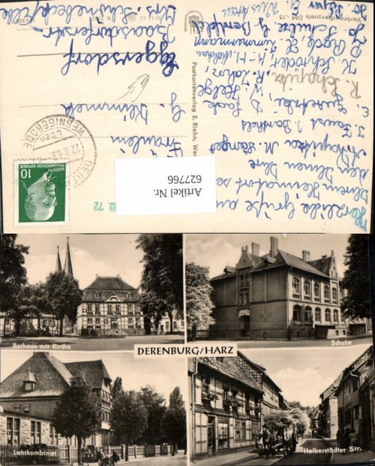 627766,Mehrbild Ak Derenburg Harz Blankenburg Rathaus m. Kirche Schule Lehrkombinat