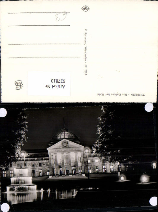 627810,Foto Ak Wiesbaden Kurhaus b. Nacht