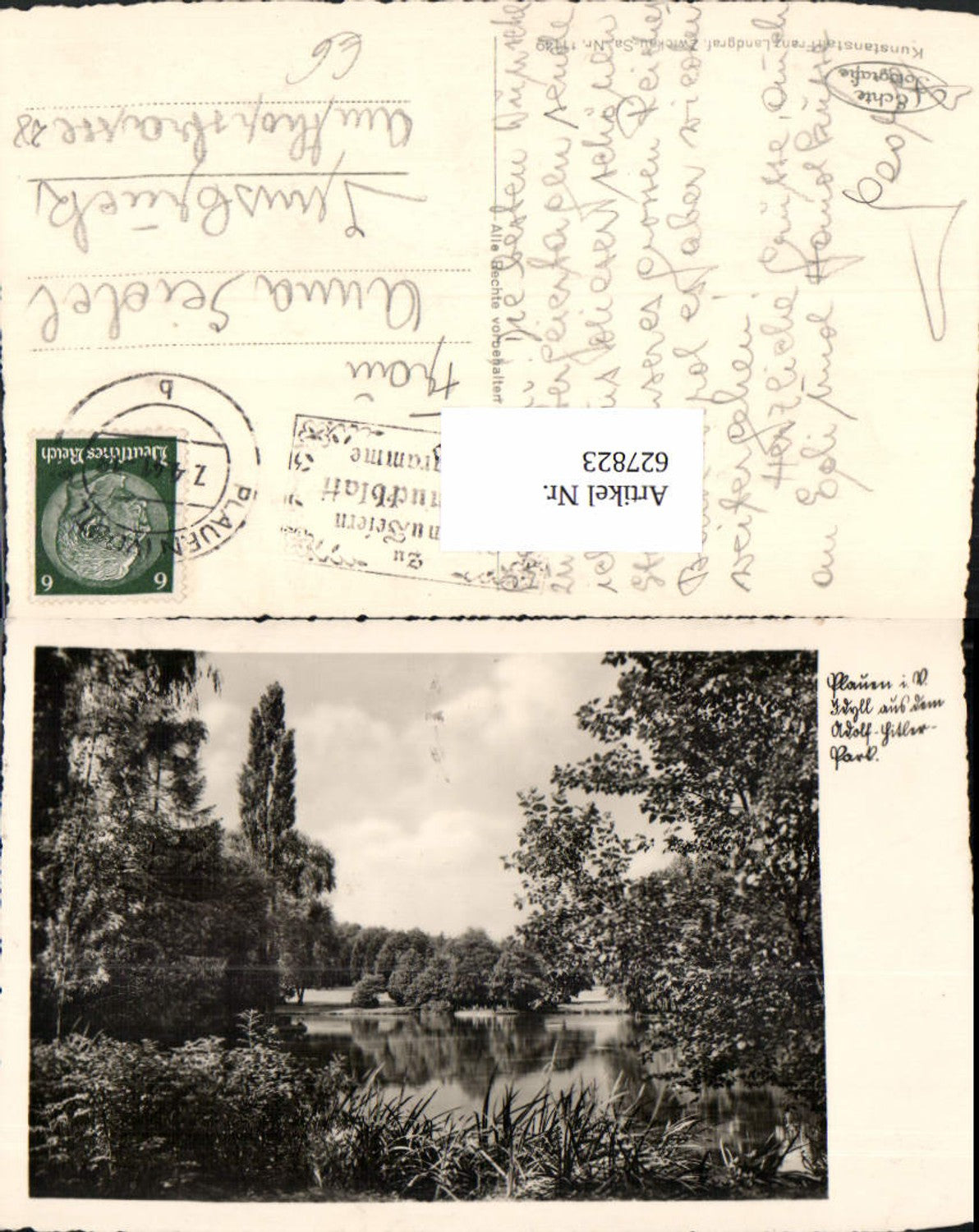 627823,Foto Ak Plauen im Vogtland Idyll im Park