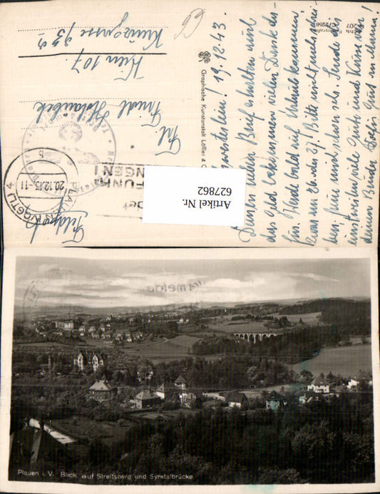 627862,Plauen i. Vogtland Blick auf Streitsberg u. Syratalbrücke