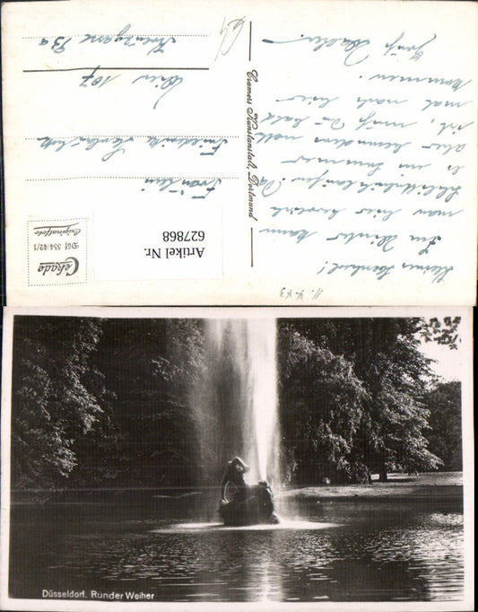 627868,Foto Ak Düsseldorf Runder Weiher Springbrunnen Fontäne