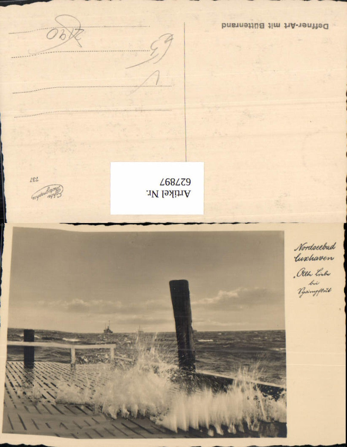 627897,Foto Ak Nordseebad Cuxhaven Springflut Küste Schiffe pub Deffner